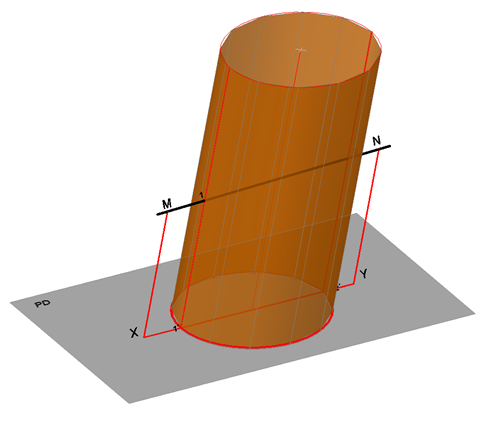 Intersección de un cilindro con una recta en 3D