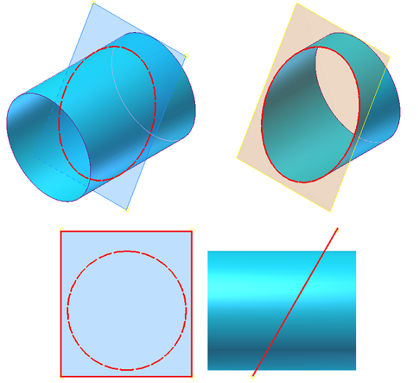 Representación de un cilindro cortado